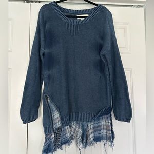 Vintage Havana Blue Layered Pullover Long Sleeve Sweater